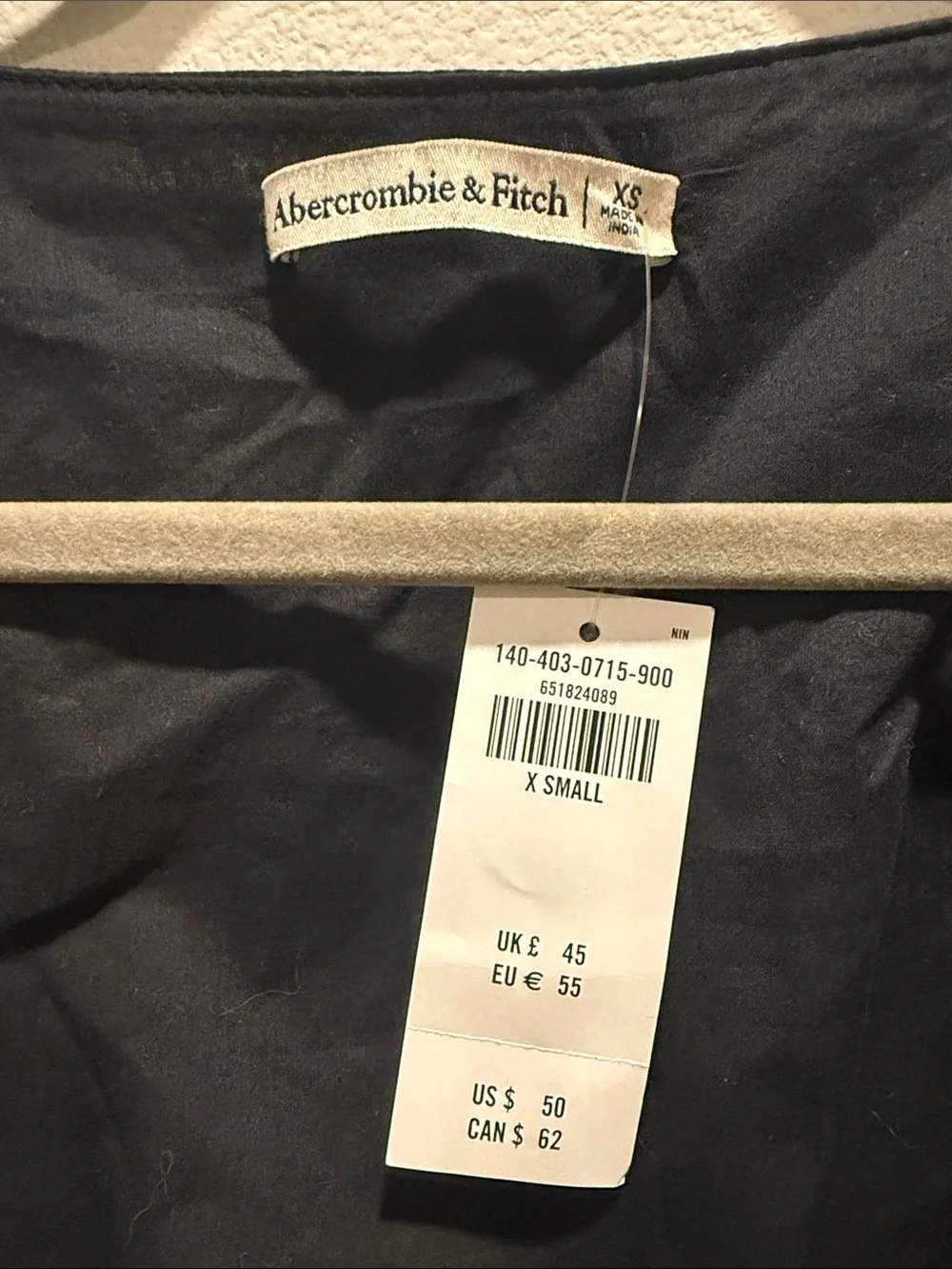 Abercrombie & Fitch Black Tie Front Puff Sleeve Crop Top XS NWT